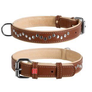 Collar Ошейник WAUDOG Soft с металлическими украшениями, коричневый верх