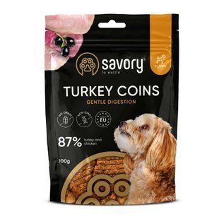 Savory Puppy Coins With Turkey Джерки монетки для цуценят з індичкою, 100 г