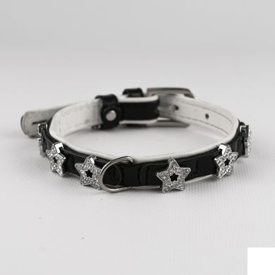 Collar brilliance нашийник шкіряний для собак, чорно-білий, довжина 27-36 см
