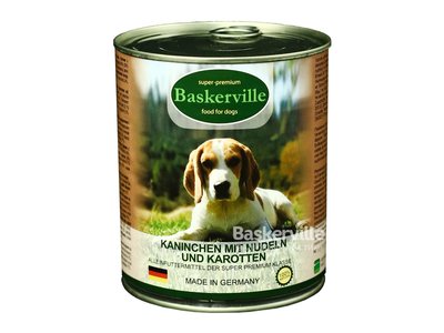 Baskerville консерва для собак кролик з локшиною та морквою 800г