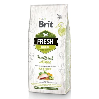 Brit Fresh Duck with Millet - Сухой корм для активных собак всех пород 12 кг (утка)
