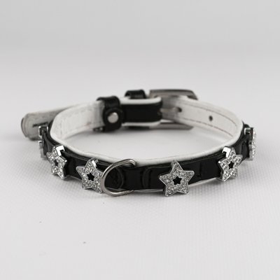 Collar brilliance ошейник кожаный для собак, черно-белый, обхват 27-36 см