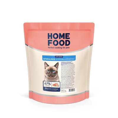 Home Food Гипоаллергенный сухой корм для взрослых кошек Морской коктейль 200 г