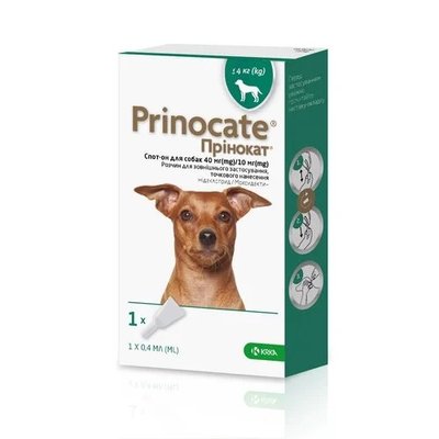 Prinocat (Прінокат) краплі на холку від бліх, кліщів та гельмінтів для собак до 4 кг, піпетка