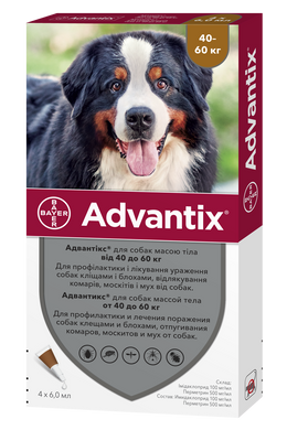 Bayer ADVANTIX XXL (Адвантікс) краплі на холку від бліх та кліщів для собак 40-60 кг, упаковка