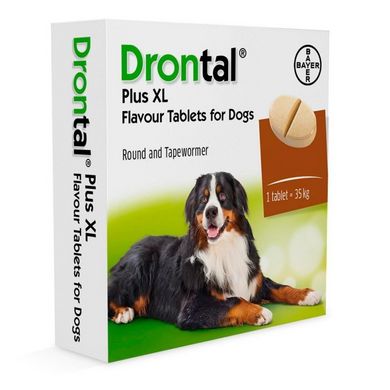 Bayer Drontal plus XL (Дронтал плюс XL) таблетки від гельмінтів для собак великих порід, упаковка