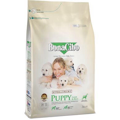 BonaCibo Puppy Lamb&Rice Сухий корм для цуценят всіх порід з ягням та рисом, 3 кг