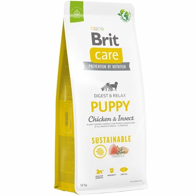 Brit Care Dog Sustainable Puppy - Сухий корм для цуценят всіх порід 12 кг (курка та комахи)