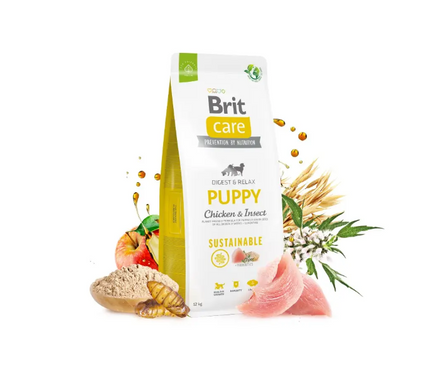 Brit Care Dog Sustainable Puppy - Сухой корм для щенков всех пород 12 кг (курица и насекомые)