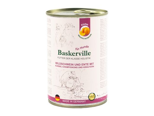 Baskerville консерва для собак Holistic Кабан и утка с тыквой и зеленью 400г