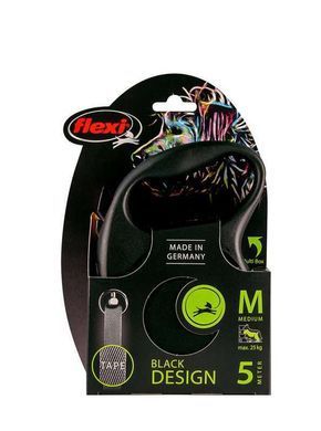 Flexi Повідець-рулетка Black Design стрічка M (5 м; до 25 кг) срібний