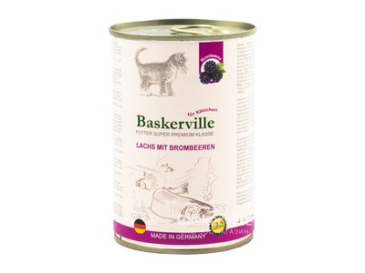 Baskerville консерва для кошенят лосось з ожиною 400г