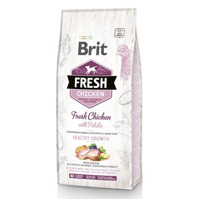 Brit Fresh Chicken with Potato for puppy & junor - Сухой корм для щенков всех пород 12 кг (курица)