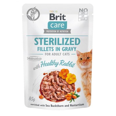 Brit Care Cat pouch - Влажный корм для стерилизованных котов 85г (филе кролика в соусе)