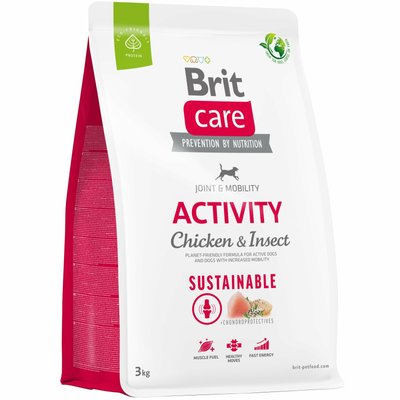 Brit Care Dog Sustainable Activit - Сухий корм для собак з підвищеною активністю 3кг (курка та комахи)