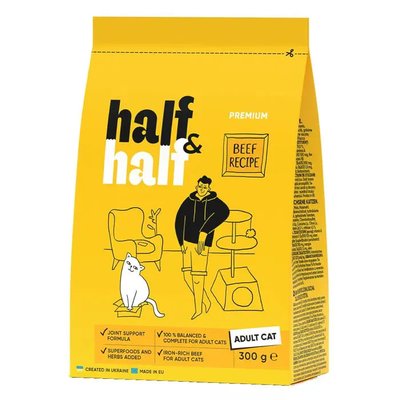 Half&Half Adult - Сухой корм для кошек 8 кг (говядина)