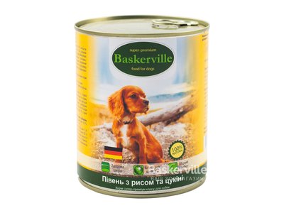 Baskerville консерва для собак Петух с рисом и цукини 800г