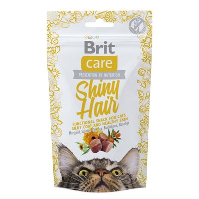 Brit Care Functional Snack Shiny Hair - Лакомство для кошек 50 г (для кожи и шерсти)