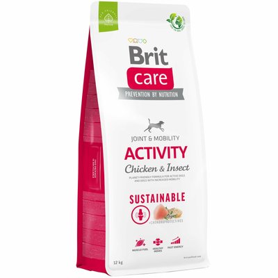 Brit Care Dog Sustainable Activit - Сухий корм для собак з підвищеною активністю 12кг (курка та комахи)