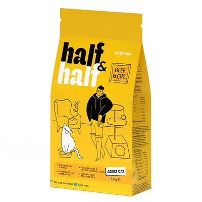 Half&Half Adult - Сухой корм для кошек 2 кг (говядина)
