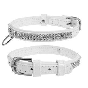 Collar brilliance ошейник кожаный для собак, белый, обхват 27-36 см