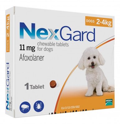 NexGard (Нексгард) таблетки от блох и клещей для собак 2-4 кг, упаковка (3 шт)
