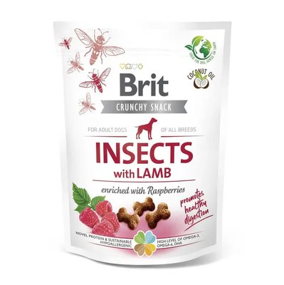 Brit Care Dog Crunchy Cracker - Лакомство для собак 200 г (насекомые, ягненок и малина)