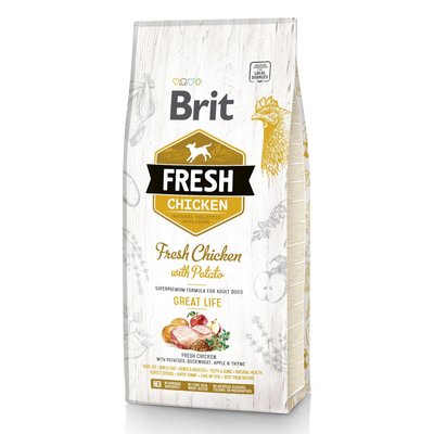 Brit Fresh Chicken with Potato - Сухой корм для взрослых собак всех пород 12 кг (курица)