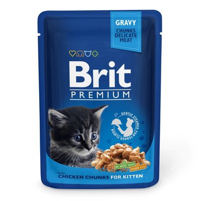 Brit Premium Cat Chicken Chunks for Kitten pouch - Вологий корм для кошенят 100 г (шматочки курки)