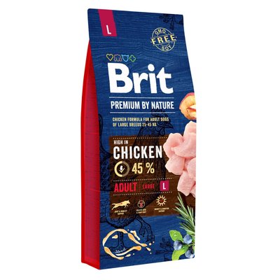 Brit Premium Adult L Сухий корм для дорослих собак великих порід (вагою від 25 до 45 кг) 15 кг (курка)