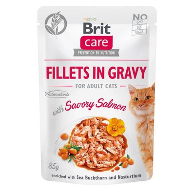 Brit Care Cat pouch - Вологий корм для котів 85г (філе лосося в соусі)