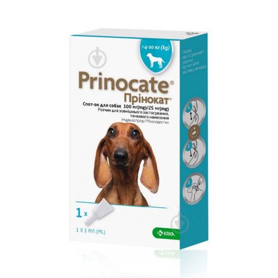 Prinocat (Принокат) капли на холку от блох, клещей и гельминтов для собак від 4 до 10 кг, упаковка