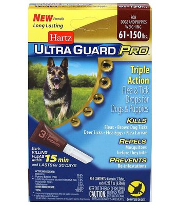 Hartz UltraGuard PRO (Хартс) капли от блох,блошиных яиц, лечинок, клещей, коморов (5 в 1) для собак и щенков более 28 кг, упаковка