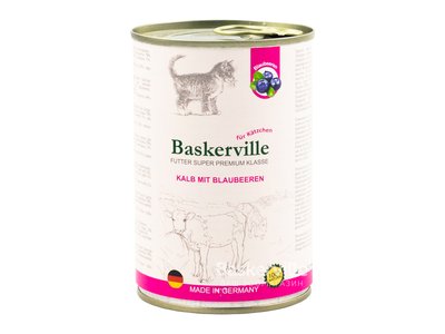Baskerville консерва для котят телятина с черникой 400г