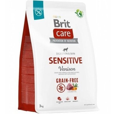 Brit Care Dog Grain-free Sensitive - Сухий корм для собак з чутливим травленням, беззерновий 3кг (оленина)