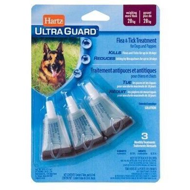 Hartz (Хартс) краплі від бліх, кліщів, комарів (3 в 1) для собак і цуценят більше 28 кг, упаковка