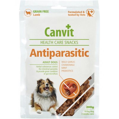 Canvit Antiparasitic Напіввологі ласощі для профілактики проблем з кишковим трактом у собак, 200 г