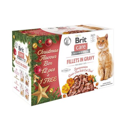 Brit Care Cat - Вологий корм для котів різдвяний набір 85г/12+1 шт (смак в асортименті)