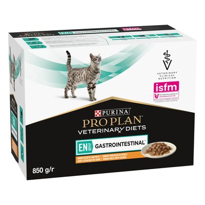 Purina Pro Plan Veterinary Diets EN - Влажный корм пауч для кошек при заболеваниях желудочно-кишечного тракта с курицей 85 г, упаковка