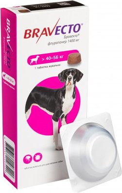 BRAVECTO (Бравекто) таблетки від бліх і кліщів для собак 40-56 кг