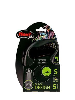 Flexi Повідець-рулетка Black Design стрічка S (5 м; до 15 кг) срібний