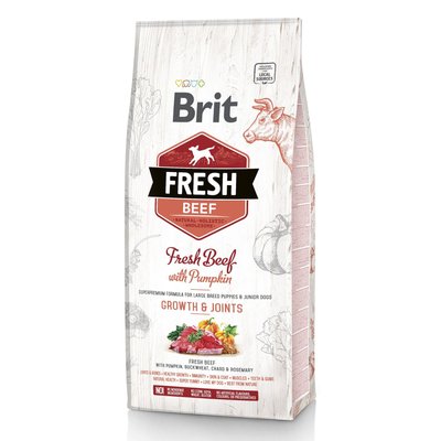 Brit Fresh Beef with Pumpkin for puppy & junor - Сухой корм для щенков и молодых собак крупных пород 12 кг (говядина)