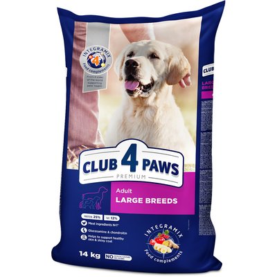 Сухой корм Клуб 4 Лапы Adult Large Breeds Premium для взрослых собак крупных пород от 25 до 90 кг, 14 кг