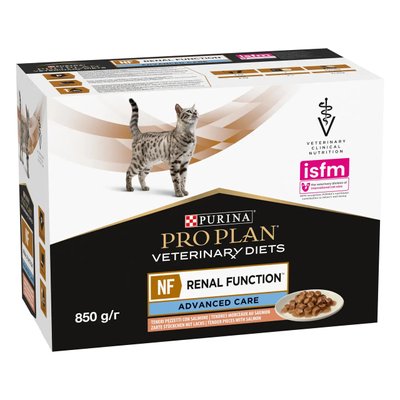 Purina Pro Plan Veterinary Diets NF Advanced care - Влажный корм пауч для кошек при заболеваниях почек с лососем 85 г, упаковка