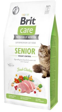 Brit Care Cat GF Senior Weight Control корм для літніх котів із зайвою вагою 7кг (курка)