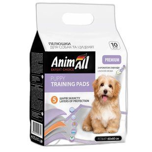 Пелюшки AnimAll Puppy Training Pads для собак та цуценят з ароматом лаванди 60*60см, 10шт
