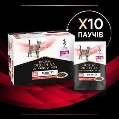 Purina Pro Plan Diet DM St./Ox Diabetes Managment - Влажный корм пауч для кошек при сахарном диабете с говядиной 85 г, упаковка