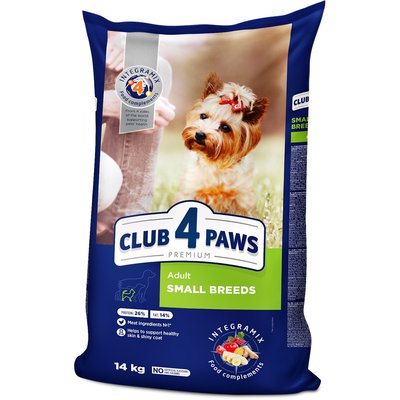 Сухий корм Клуб 4 Лапи Adult Small Breeds Premium для дорослих собак малих порід від 1 року, 14 кг