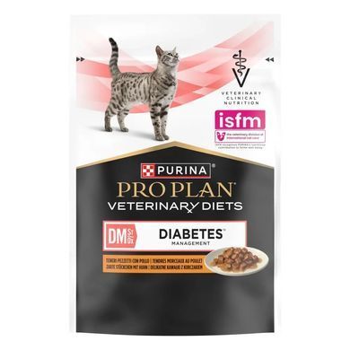 Purina Pro Plan Diet DM St./Ox Diabetes Managment - Влажный корм пауч для кошек при сахарном диабете с курицей 85 г, упаковка