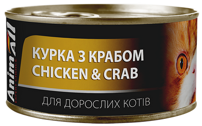 AnimAll Cat Chicken and Crab - консерва для кошек с курицей и крабом 85 г
